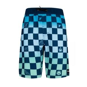 Hurley Boys Blue Character Check Pull-On Swim Trunks Size L